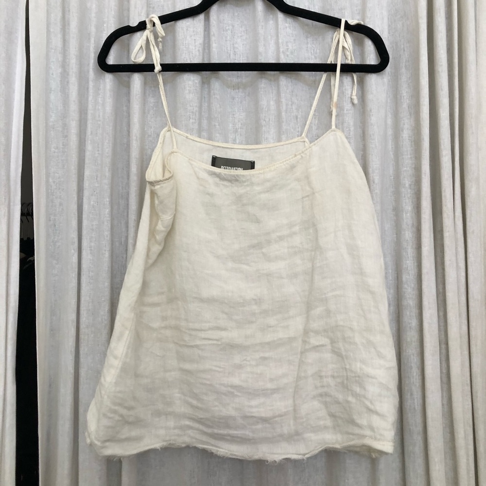 Reformation White linen tank top size S